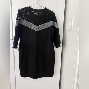 Elegant Black and Gray Lace Dress